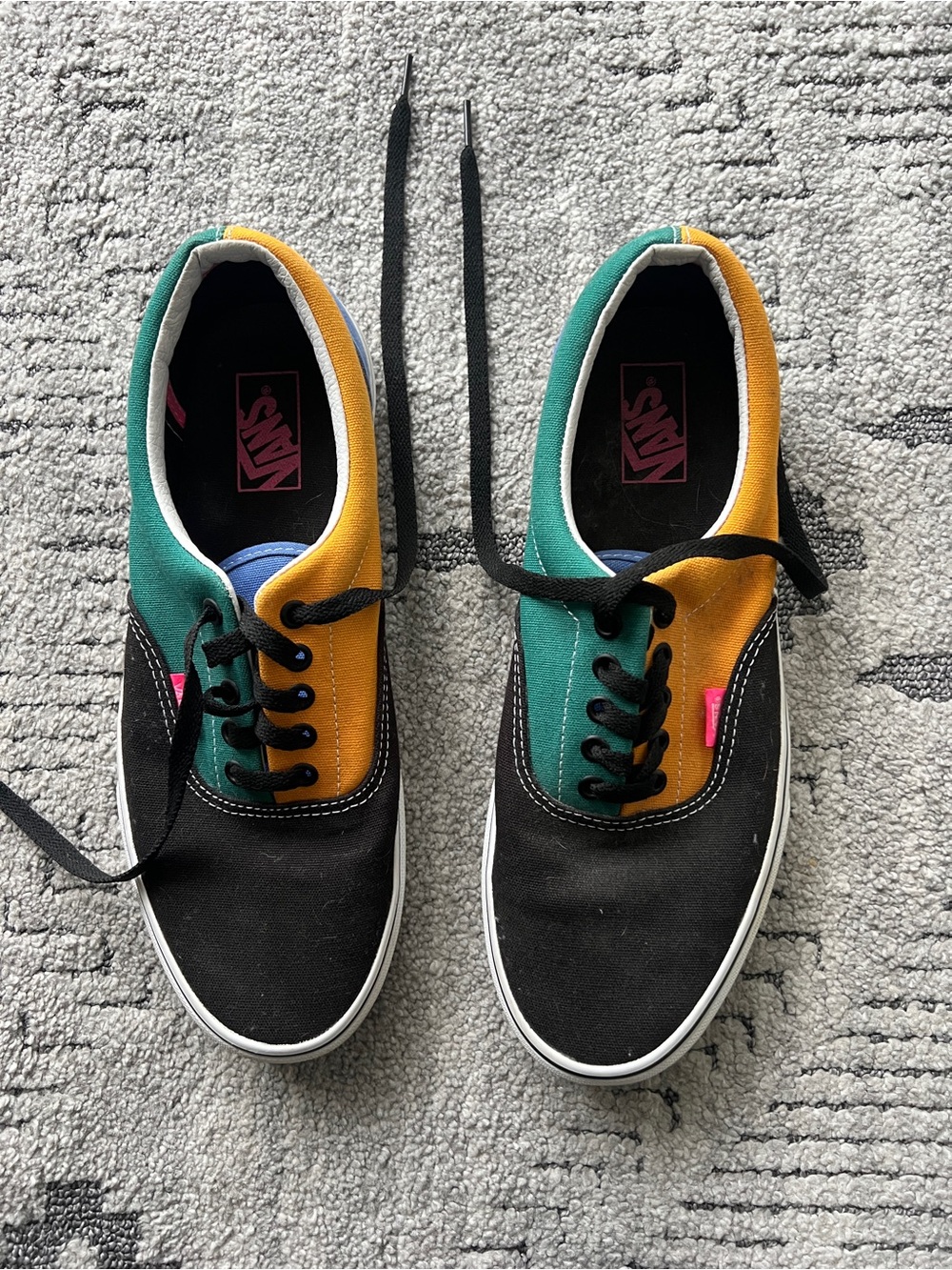 VANS Era Mix & Match Cadmium Yellow Tidepool Color Block Low Top Mens Size 11